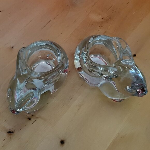 Clear Indiana Glass Rabbit Bunny Votive Candle Holder Set of 2 - Picture 7 of 15